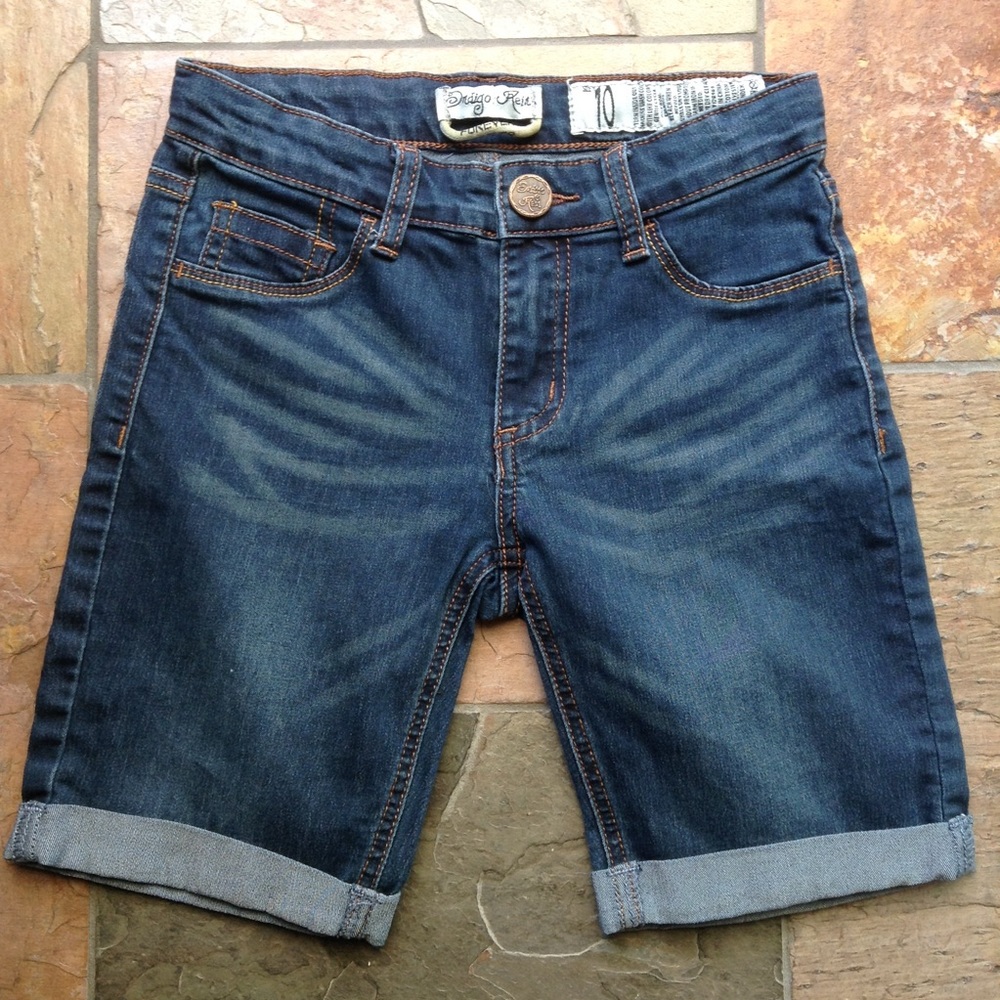 INDIGO REIN stretch roll-up jean shorts 10 (E4)